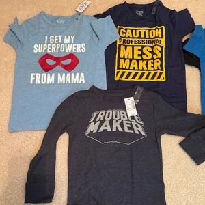 5T Kids Graphic Tees - Blue, Navy, and Gray